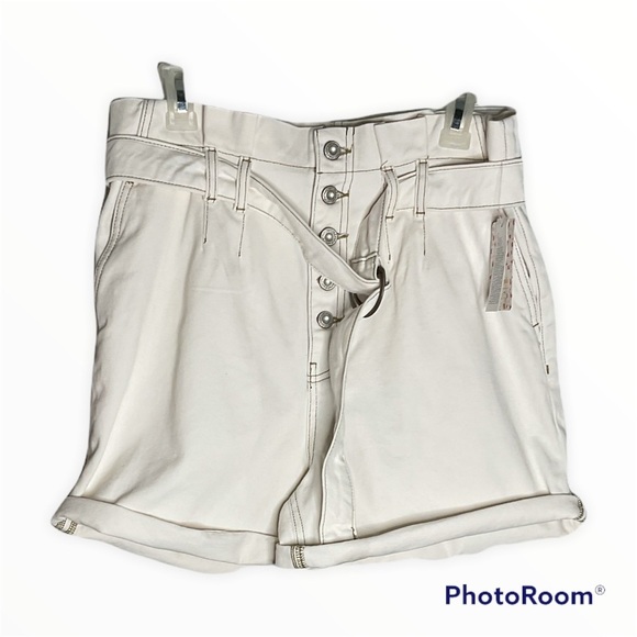 Free People Cindy hi-waist paper bag denim shorts size 6 NWT - Picture 2 of 12